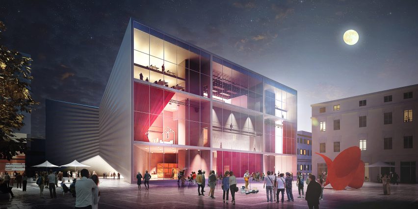 BIG designs "bow-tie-shaped" theatre for Albania's capital city