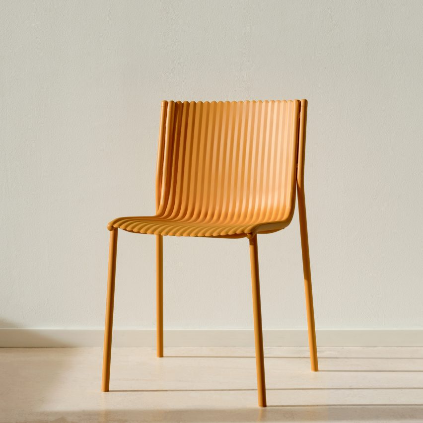 Ilseop Yoon creates pleated chairs from sheets of aluminium