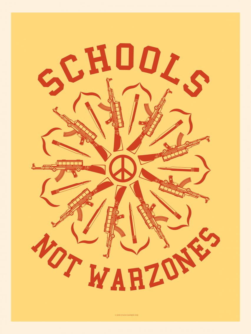 Shepard Fairey's Schools Not Warzones poster
