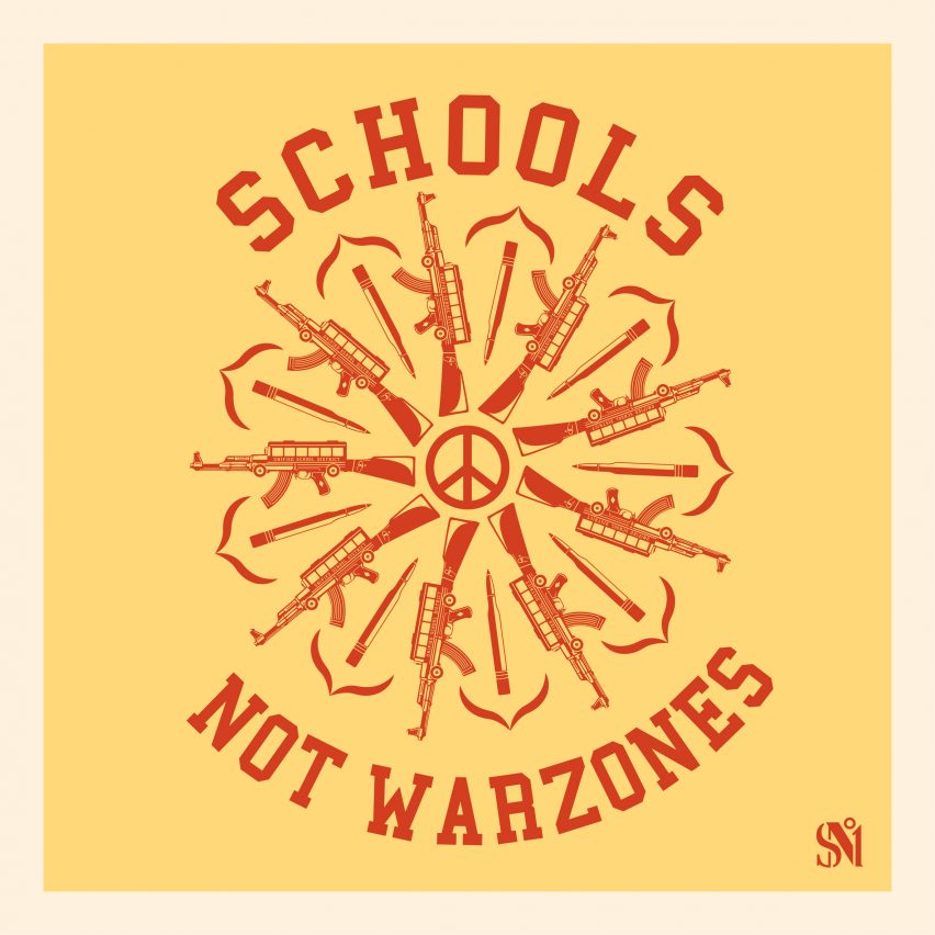 Shepard Fairey's Schools Not Warzones poster