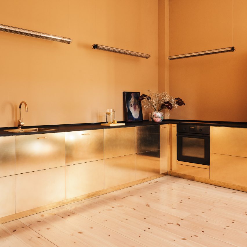 Gold Reform kitchen in Stine Goya Copenhagen offices