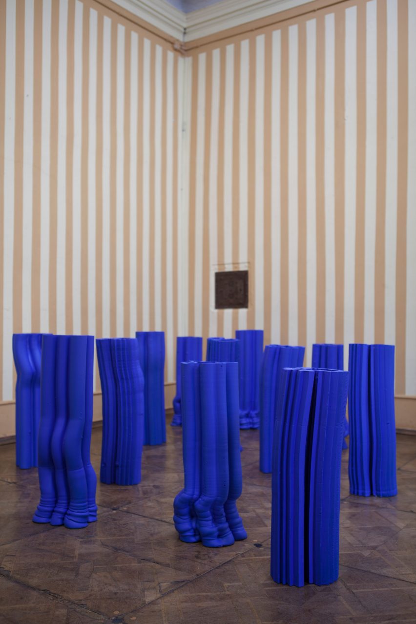 Alton Alvarez adopts Yves Klein's signature blue for extruded vases