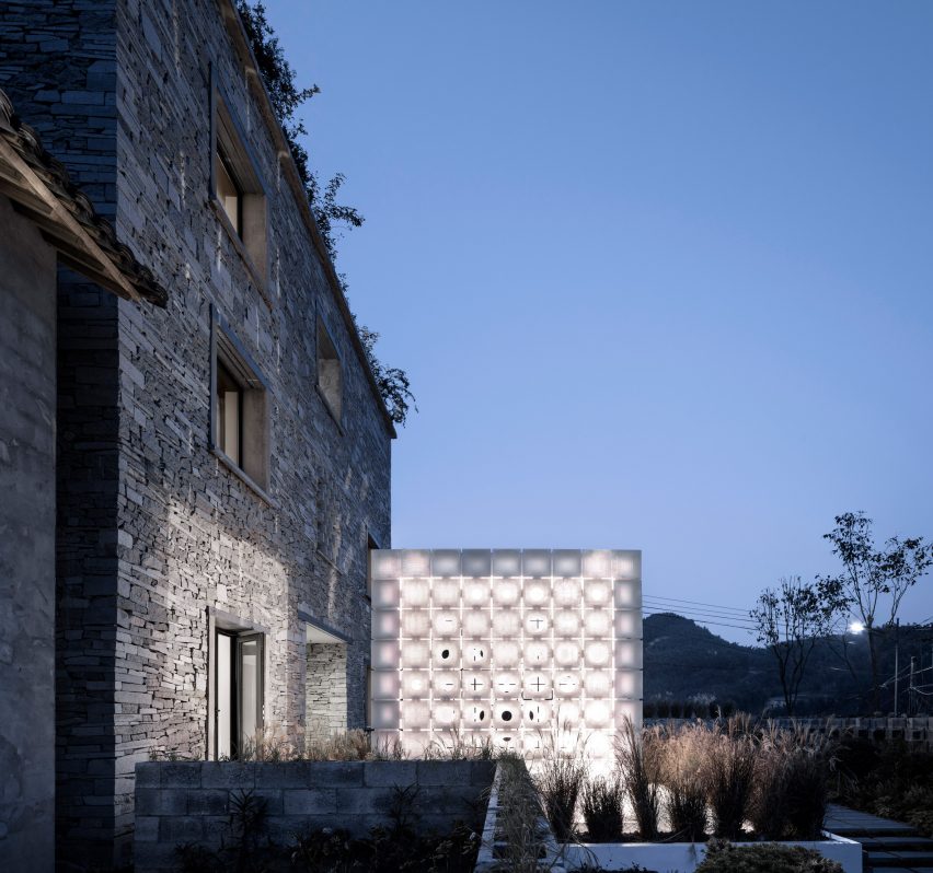 3D-printed pavilion contrasts with traditional stone structure at LEI House by AZL Architects