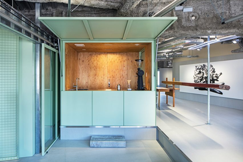 Schemata Architects plays with materials and movable furniture at Tokyo record-label offices