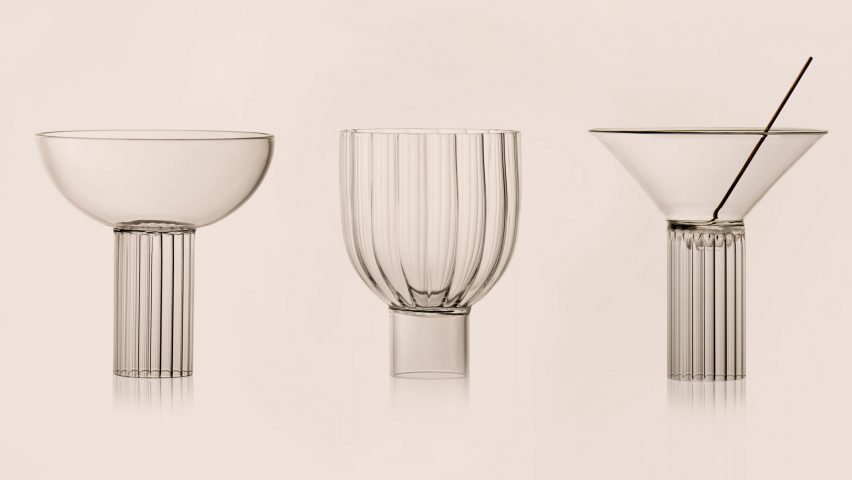 Argentinian designer Agustina Bottoni has created a trio of glassware that recalls the architecture of Milanese landmarks.