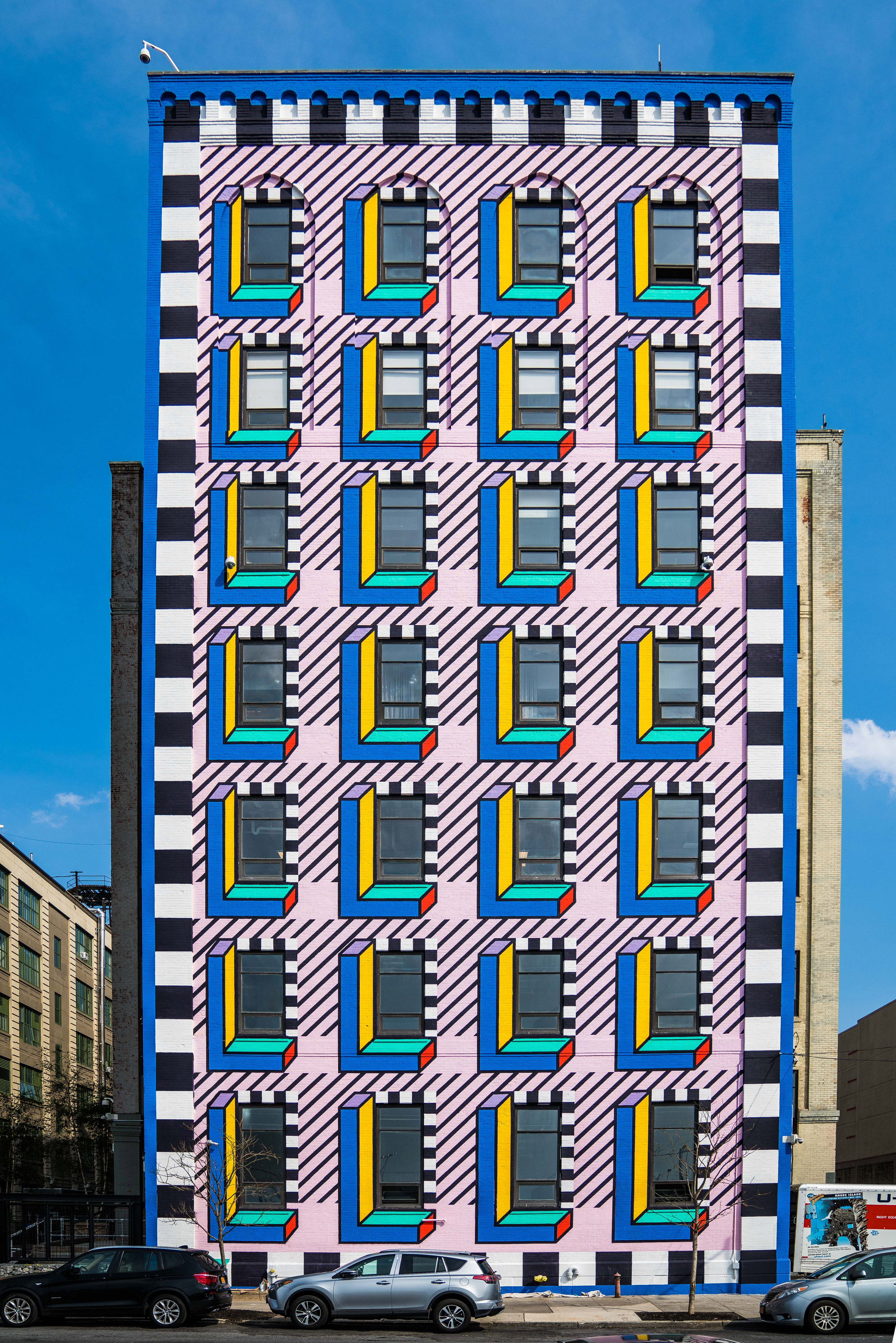 Camille Walala covers Brooklyn building in colourful Memphis-style graphics
