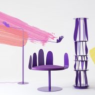 Crosby Studios' all-purple furniture collection includes recurring hand shapes