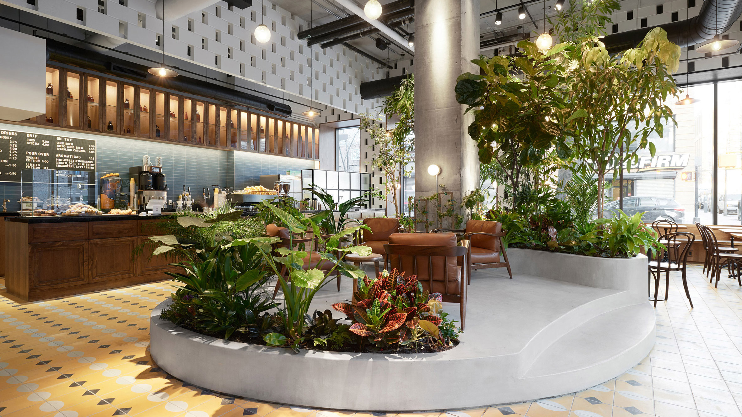 LOT creates tropical garden within Brooklyn coffee house Devoción