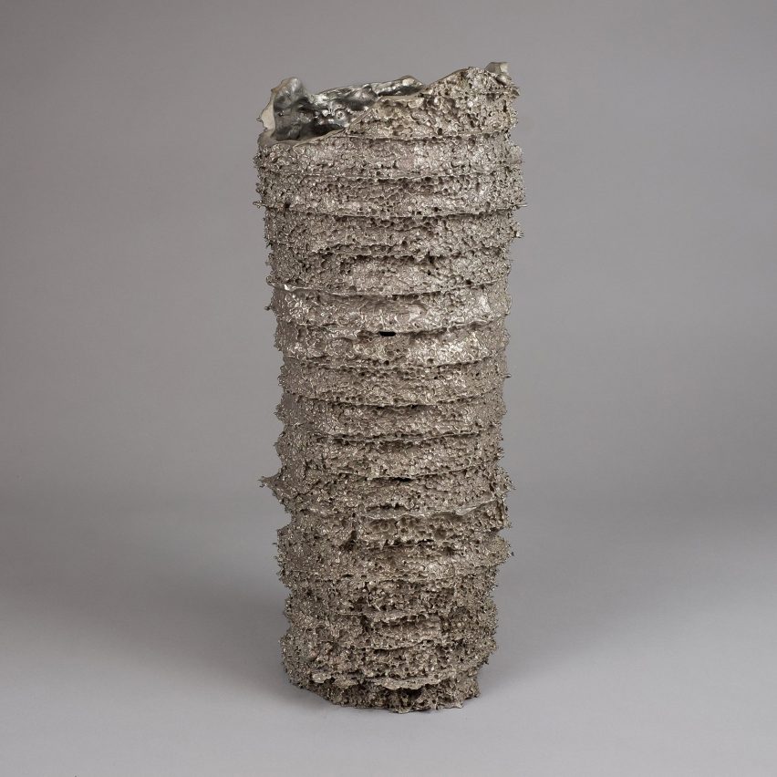 Kris Lamba transforms recycled polystyrene packaging into bronze vessels