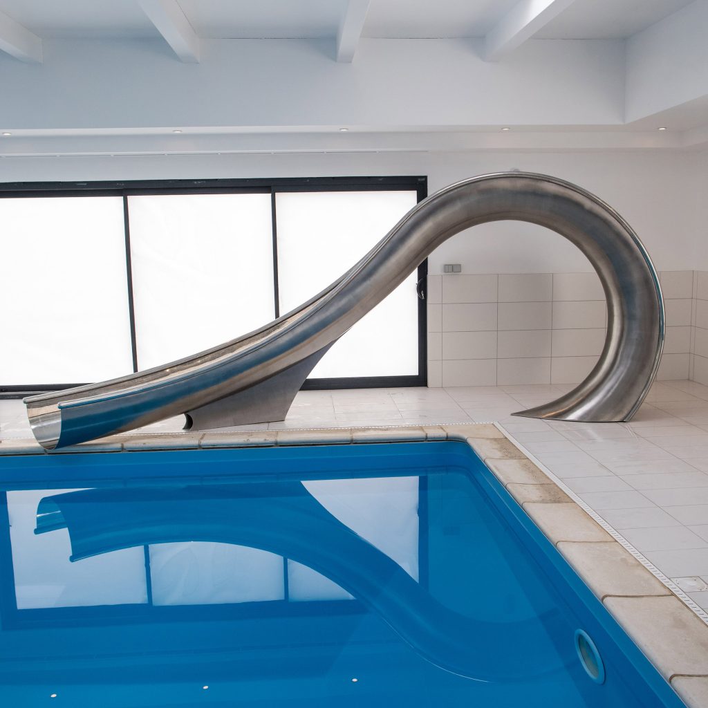 Modern Pool Slide Sculpture Pool With A Slide Canvas Print