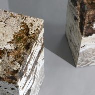Alcarol and Vaselli create table and stools from travertine encased in resin