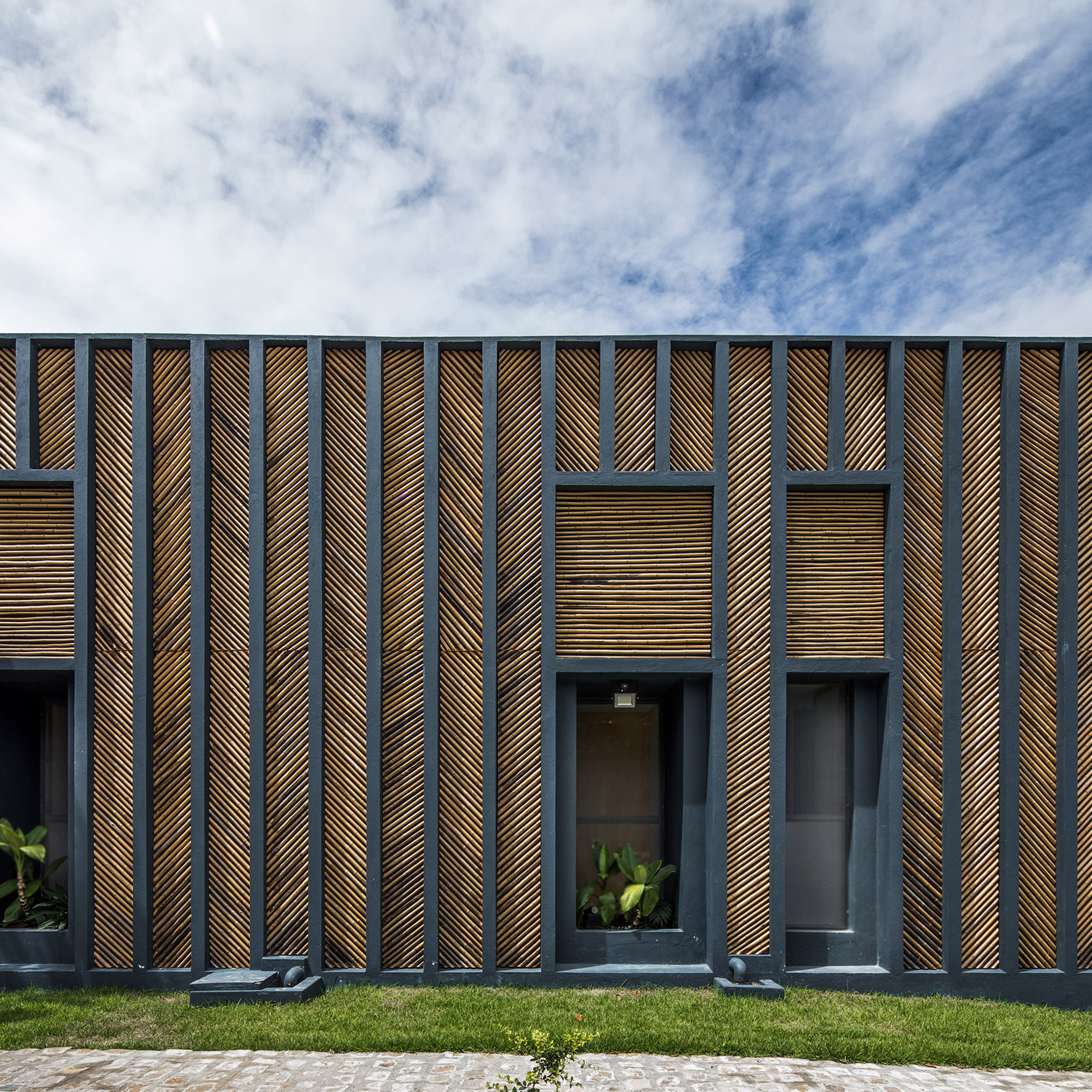 Vilela Florez Designs Bamboo House With Chevron Pattern Exterior In Brazil