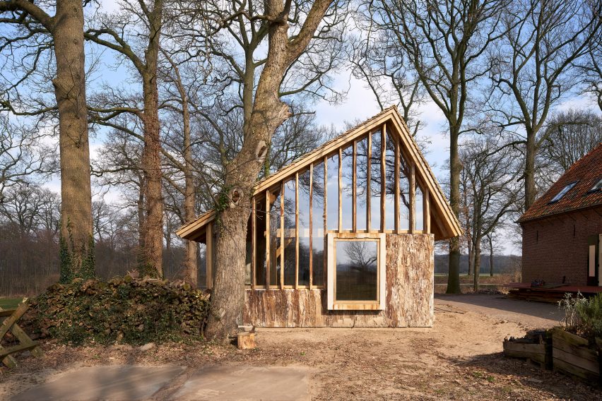 HilberinkBosch Architects builds timber and glass barn using wood felled from their own land