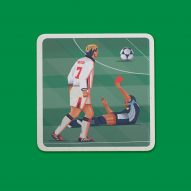 Designers reinterpret iconic World Cup moments on charity beer mats