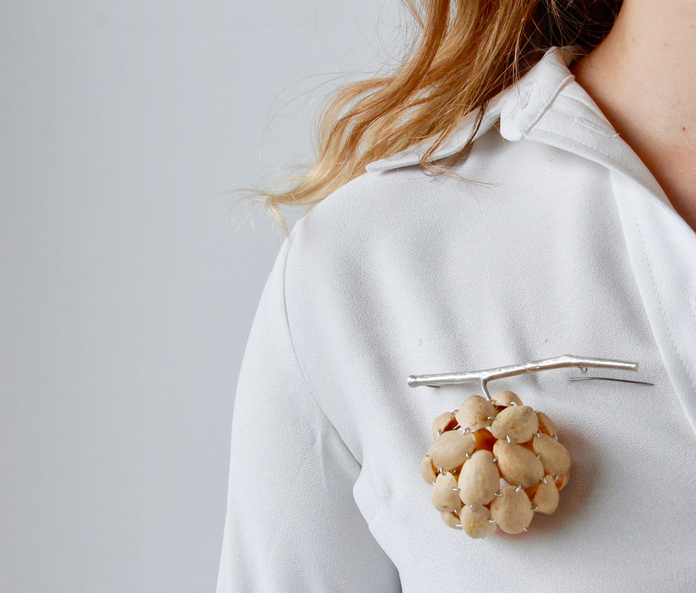 Belle Smith makes jewellery from discarded pistachio shells