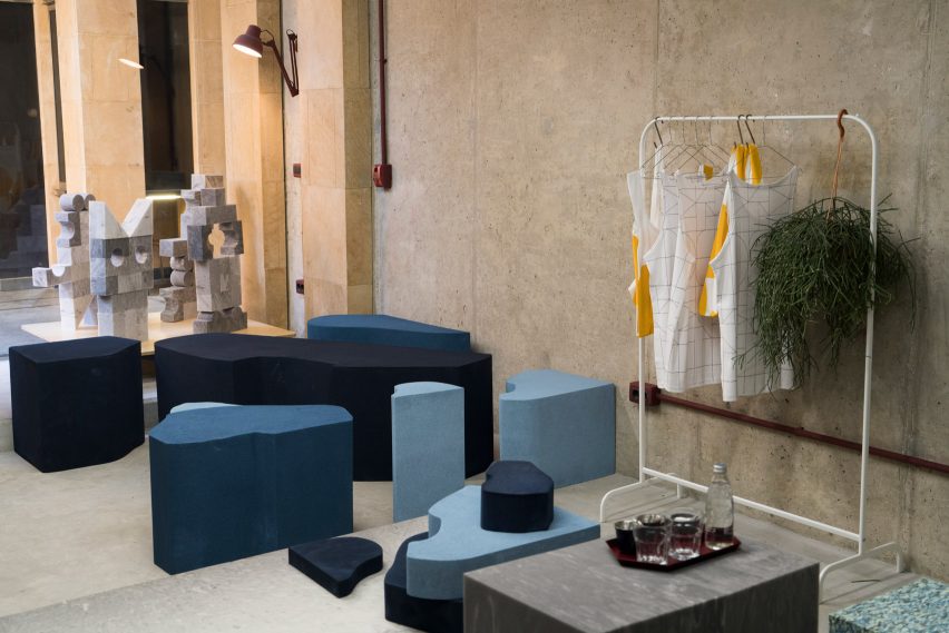 Geometric Foam Blocks Mimic Marble And Terrazzo At Beirut Design Week