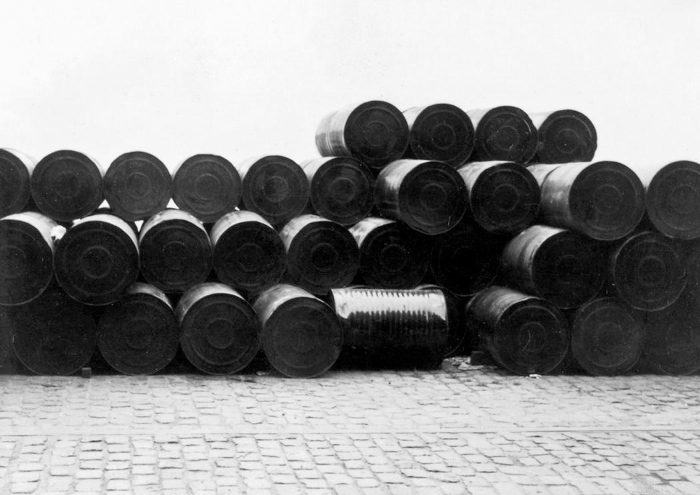 Stacked Oil Barrels, Cologne Harbour, 1961, by Christo