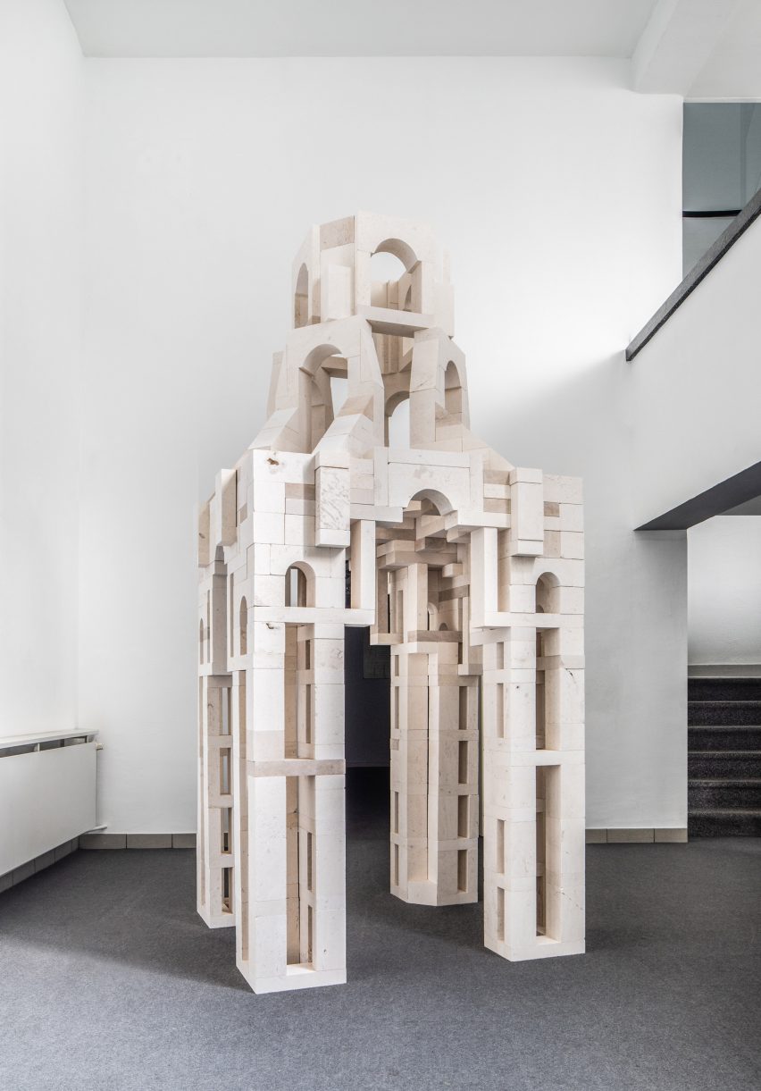 Conrad Willems creates modular stone structures based on children’s building blocks