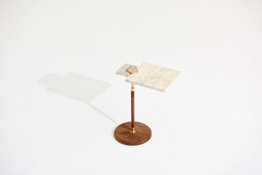 Josh Carmody makes tables using materials from a samples library