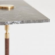 Josh Carmody makes tables using materials from a samples library