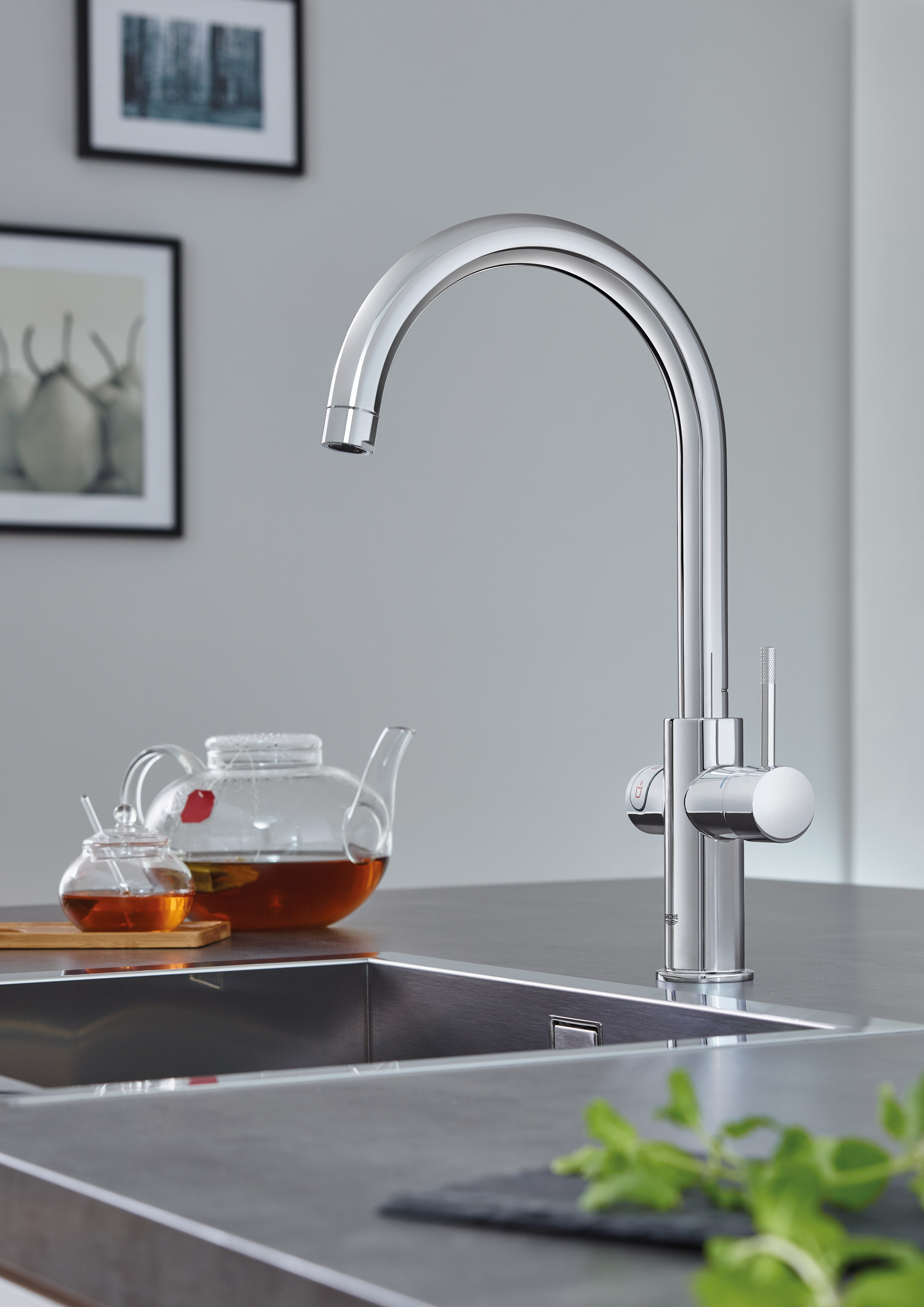 Grohe's Blue Home and Red taps provide instant boiling or sparkling water