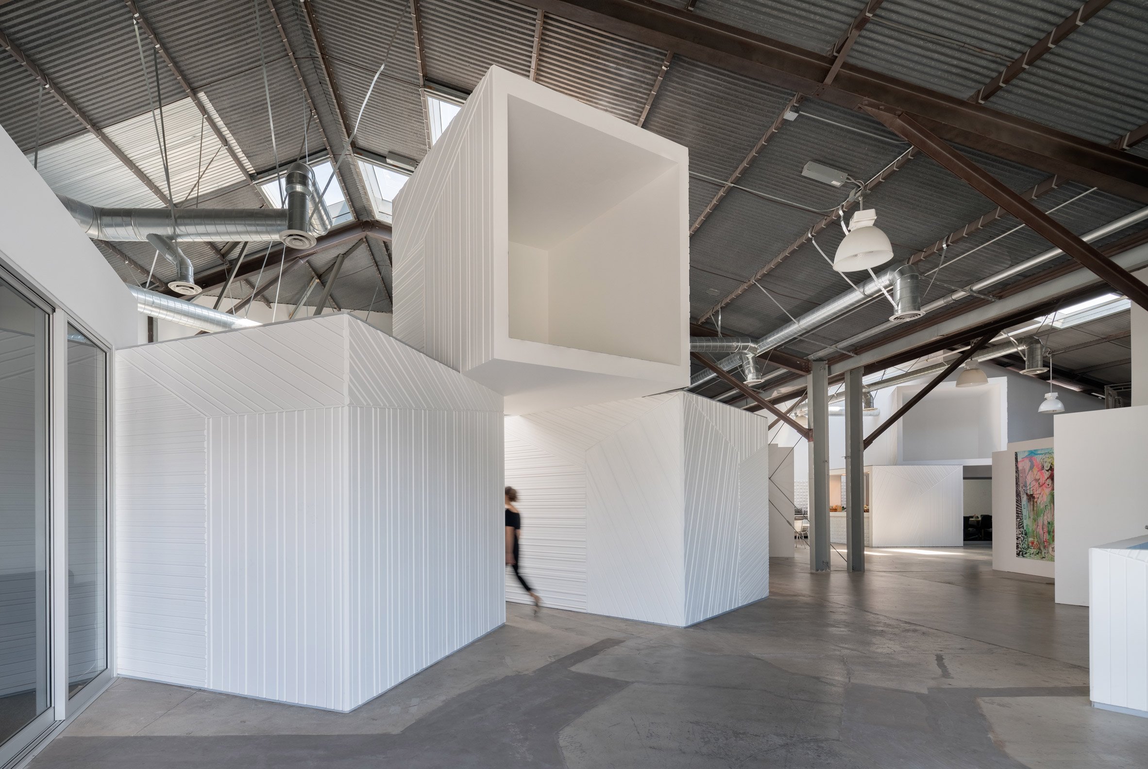 Massive white boxes turn LA warehouse into offices by FreelandBuck