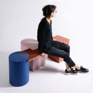 Urban Shapes by Nortstudio is a geometric bench that celebrates the materials of construction sites