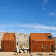 Gabled metal Folly cabins provide glamping site in Joshua Tree
