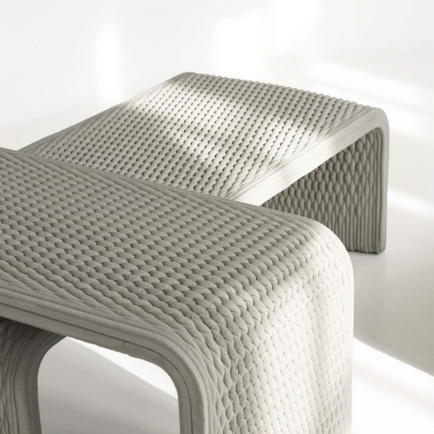 Woven concrete benches by Studio 7.5 and XstreeE