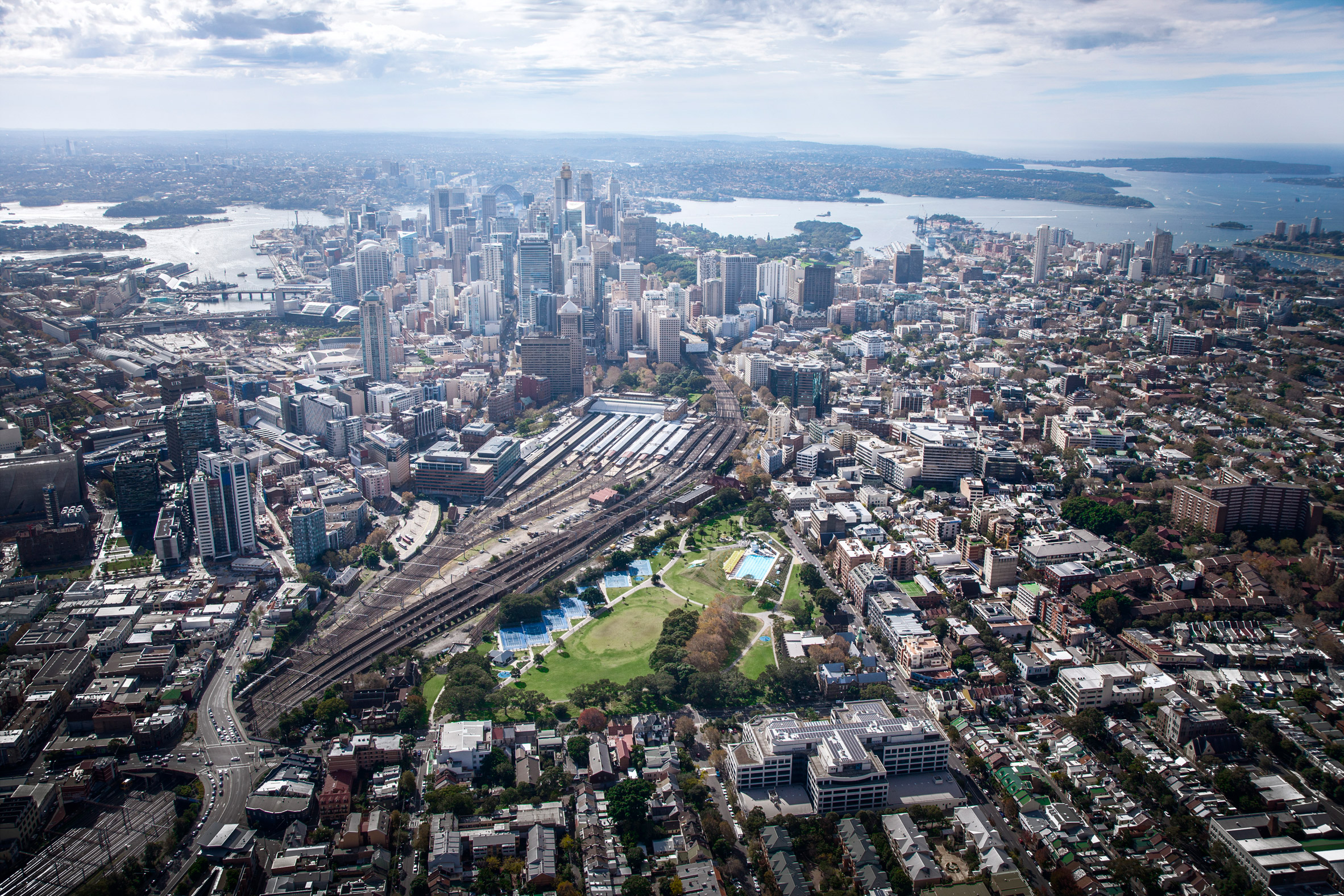 Bates Smart proposes suspending stadium above Sydney's Central Station