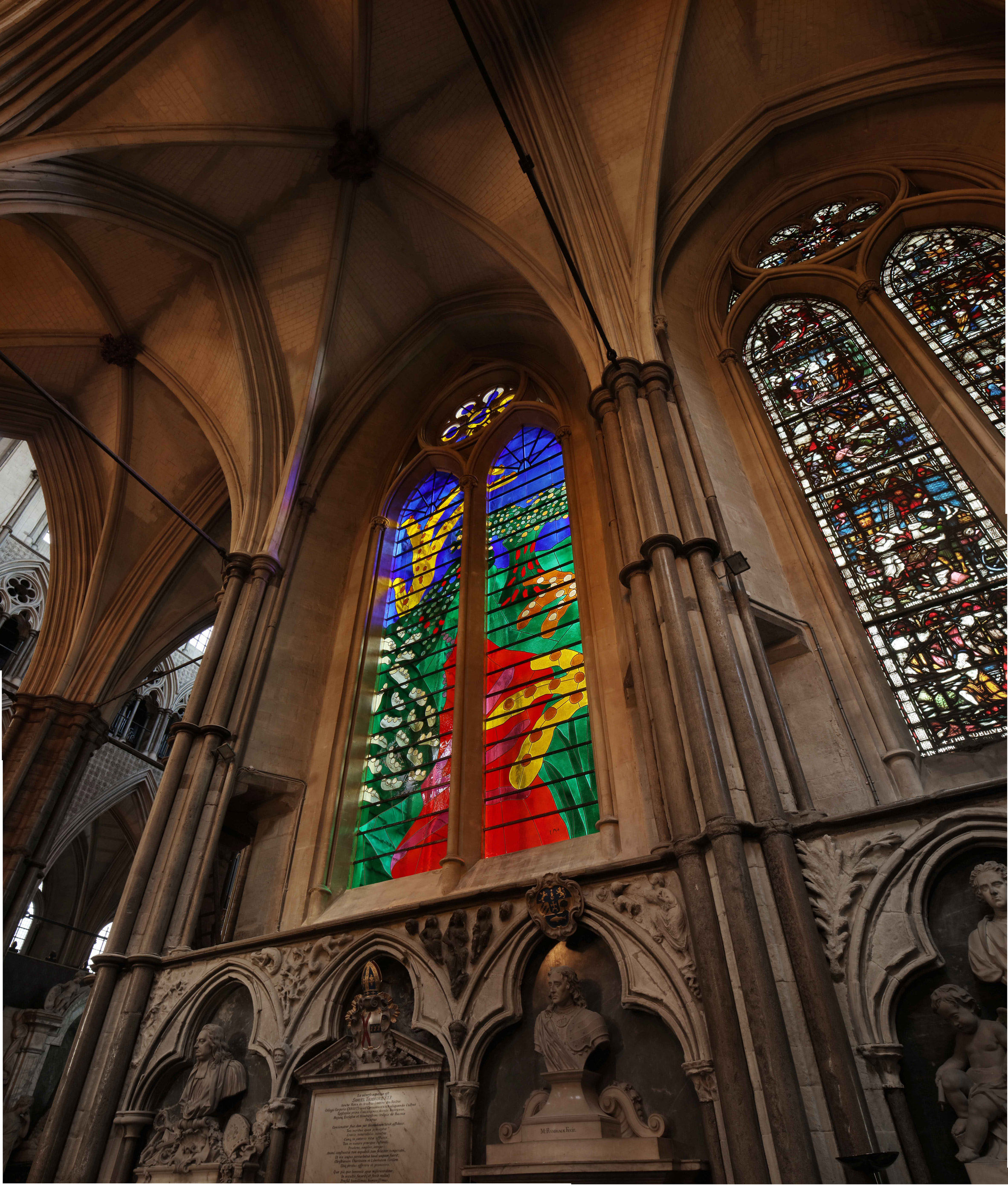 David Hockney reveals iPad-designed stained-glass window in Westminster Abbey