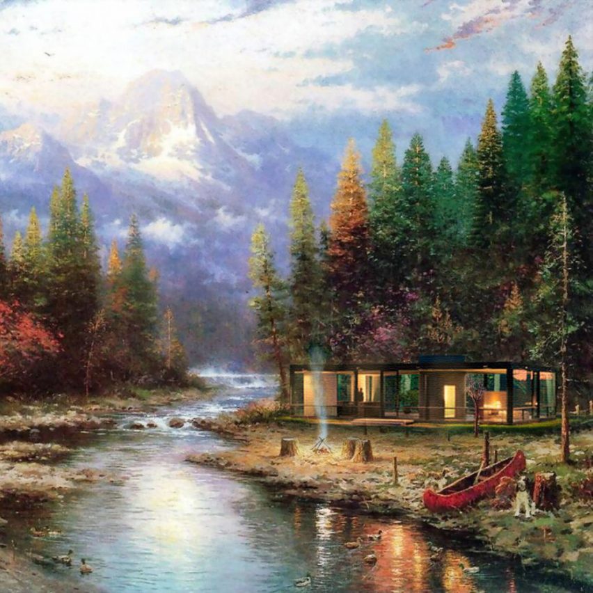 Glass House in the style of Thomas Kinkade by Robyniko