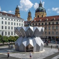Studio Morison wraps statue of Maximilian I in Munich plaza with origami-like pavilion