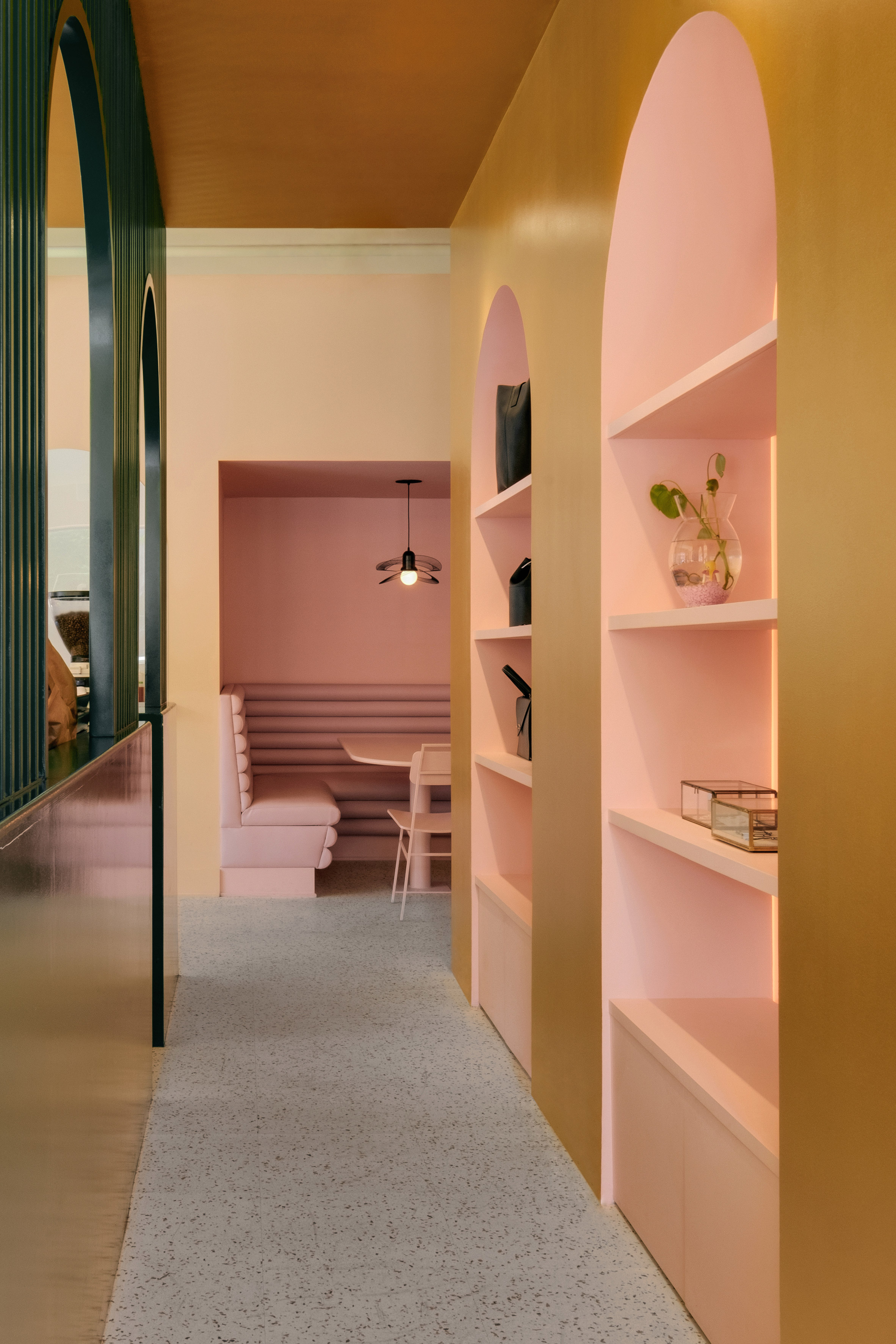 Appareil Architecture colour-codes spaces at Pastel Rita cafe in Montreal –  Dezeen