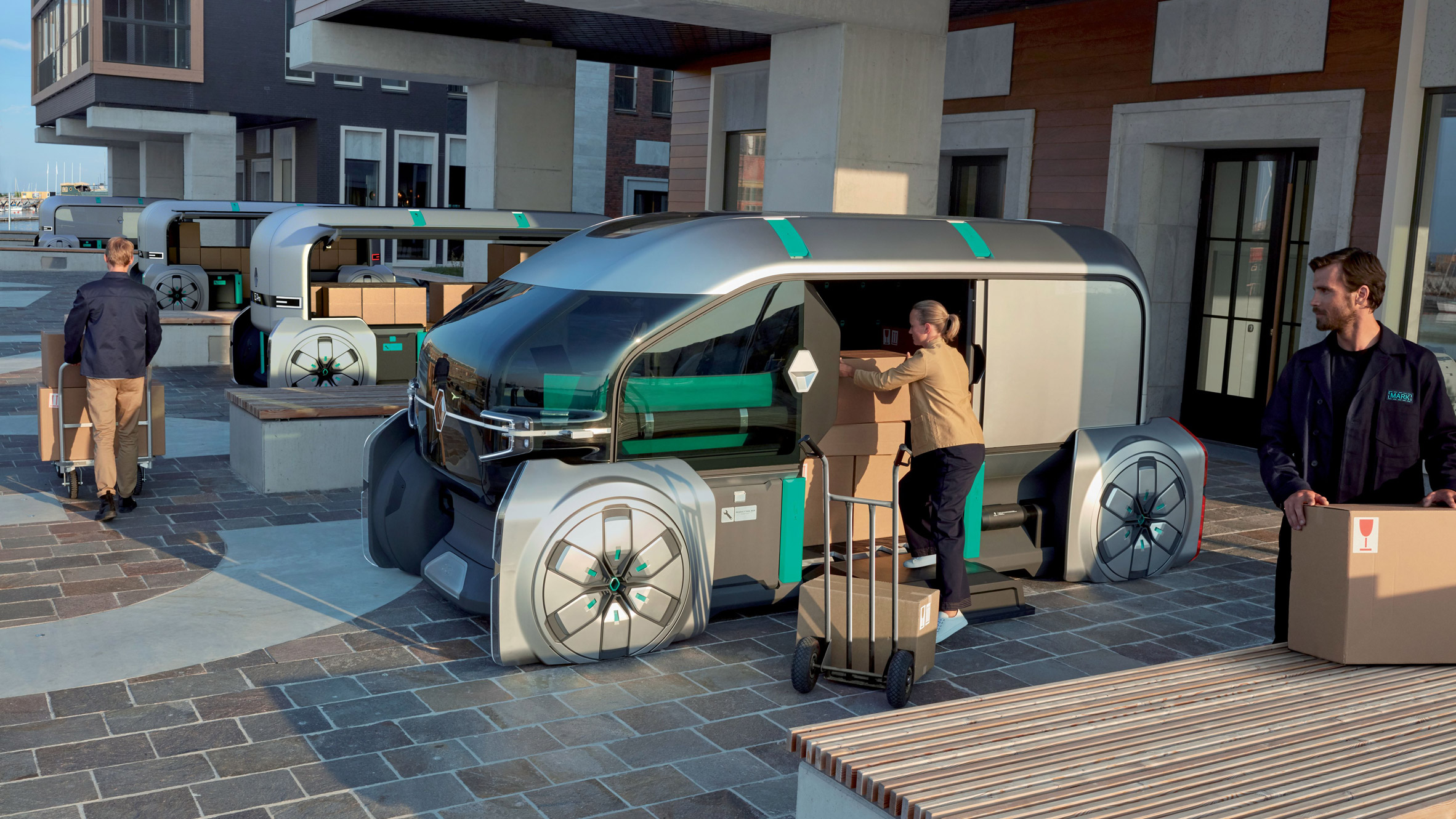 Renault imagines convoys of driverless pods that deliver parcels and pop-up shops