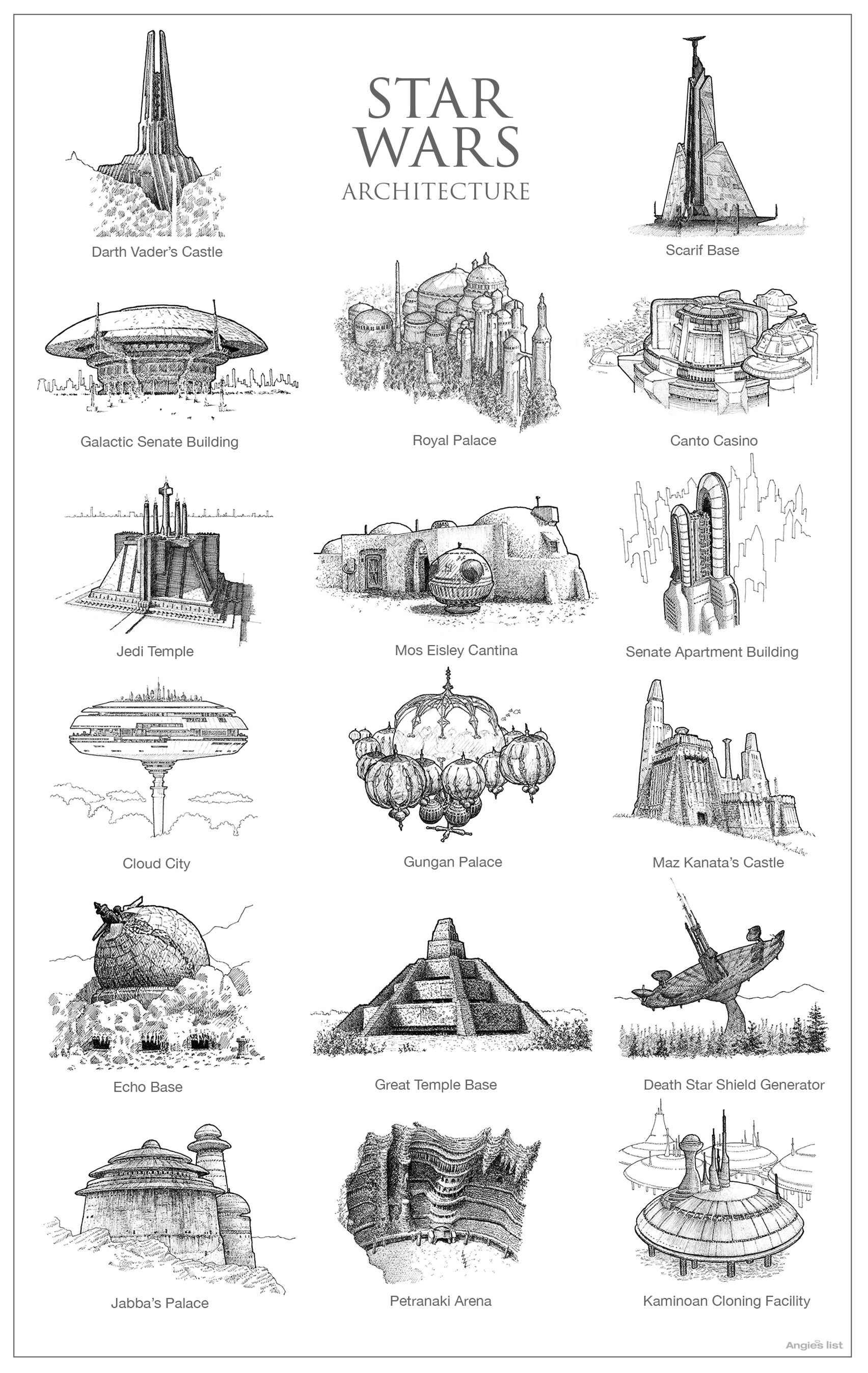 Star Wars architecture illustrations