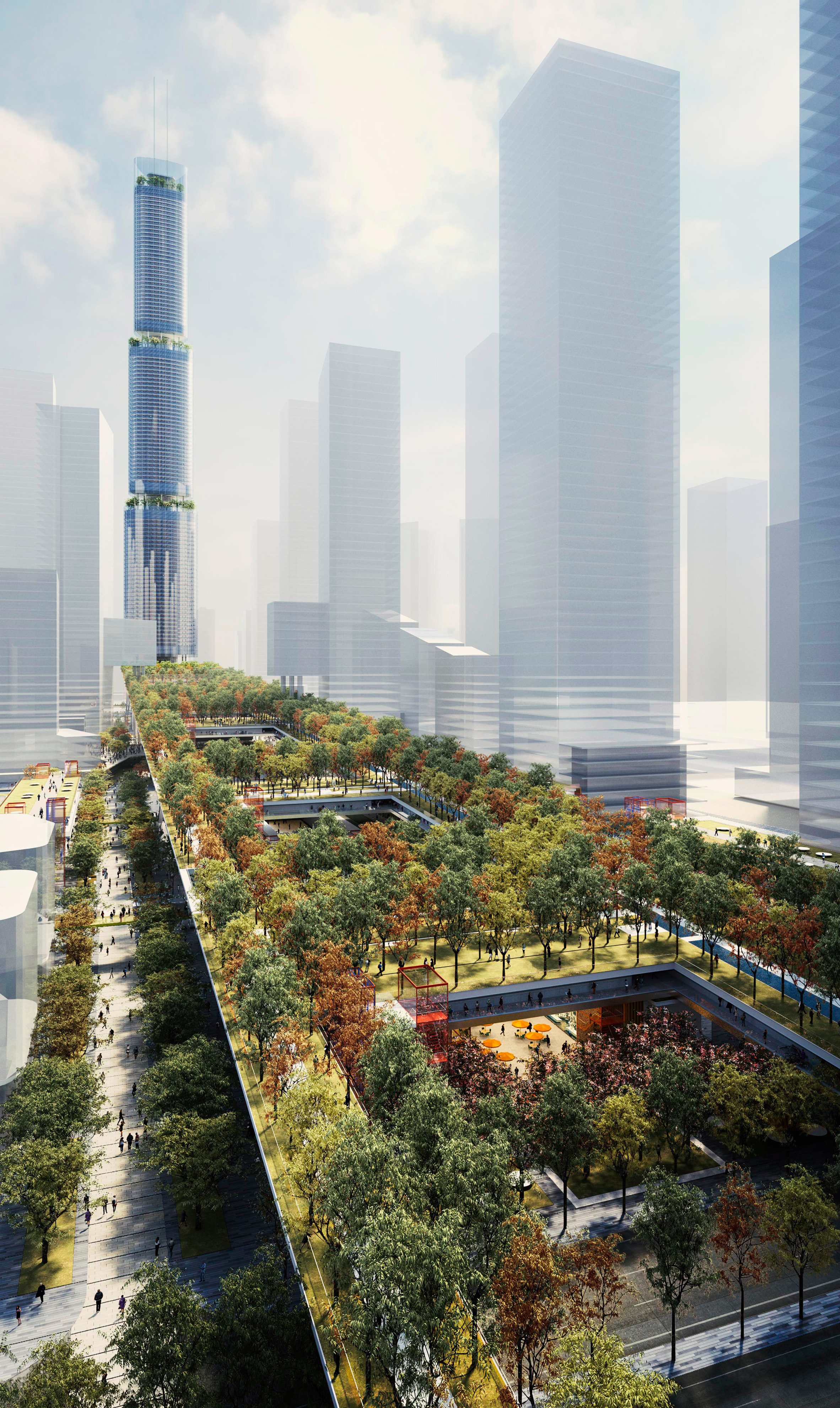 Rogers Stirk Harbour + Partners plans 1,200-metre-long raised garden in Shenzhen