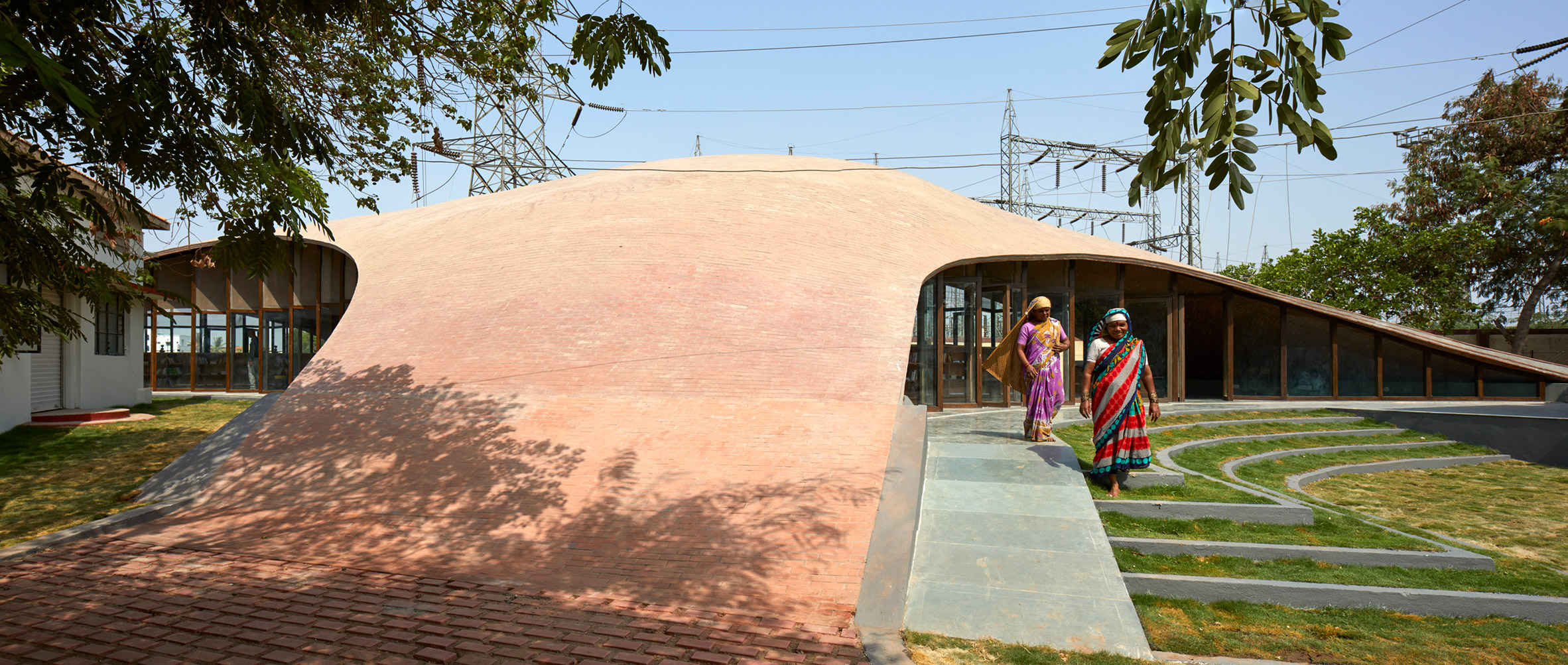 Sameep Padora creates undulating brick roof to cover school library in India