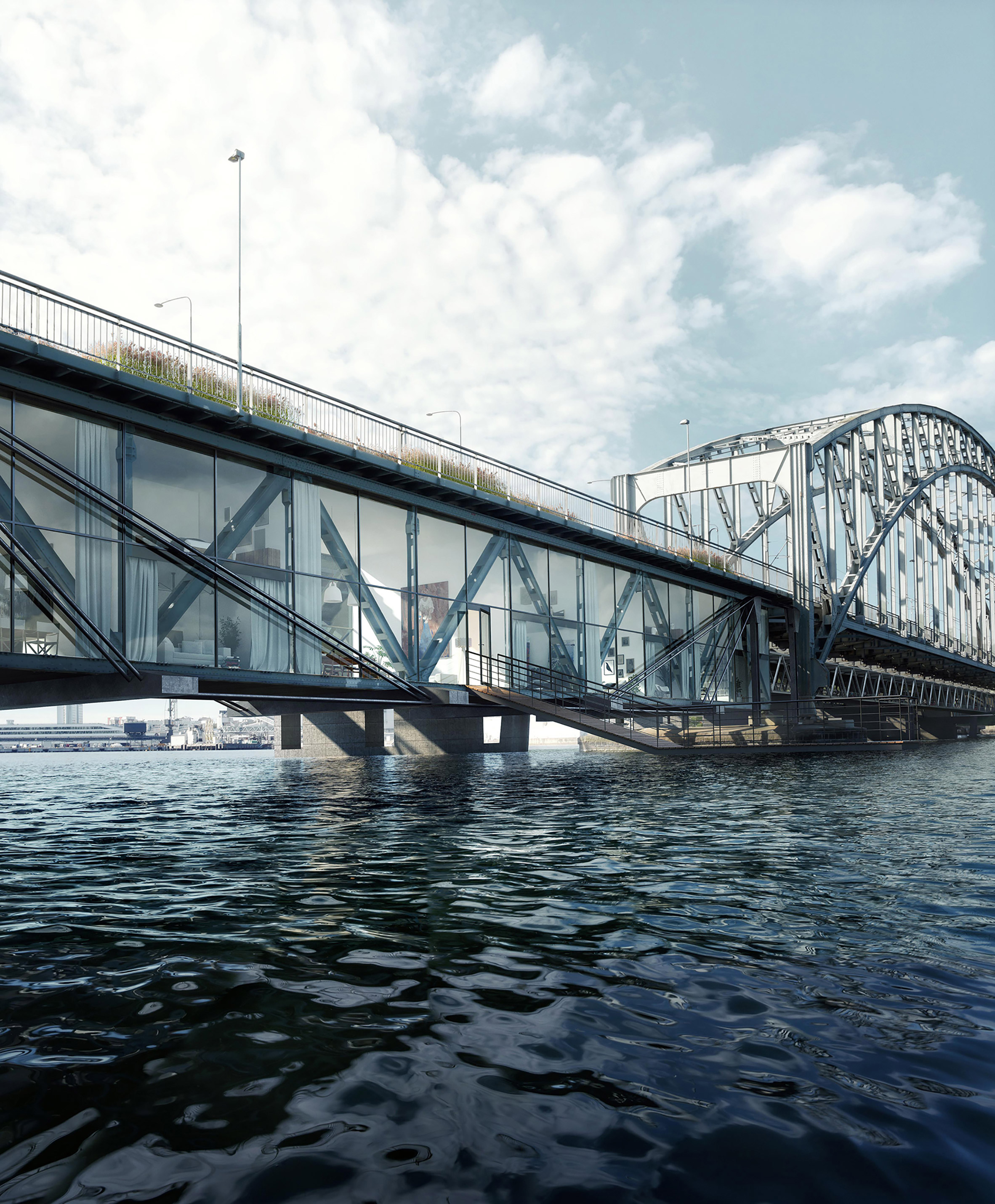 Urban Nouveau wants to save Stockholm's Gamla Lidingöbron bridge by building homes in it