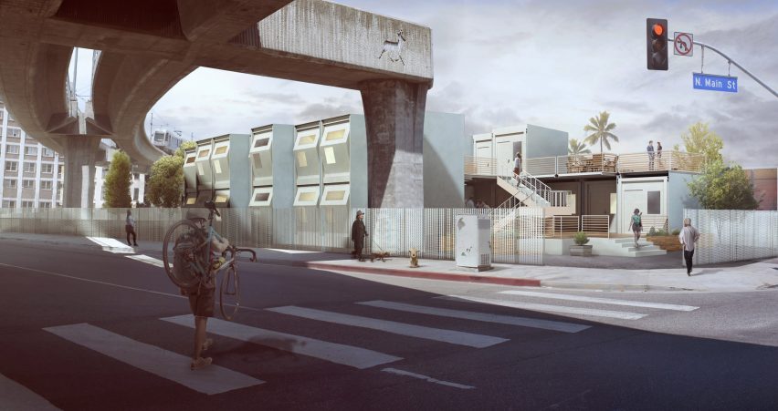 Homes for Hope is a homeless housing solution for Los Angeles by architecture studio MadWorkshop that aims to bridge the gap between life on the streets and permanent accommodation.