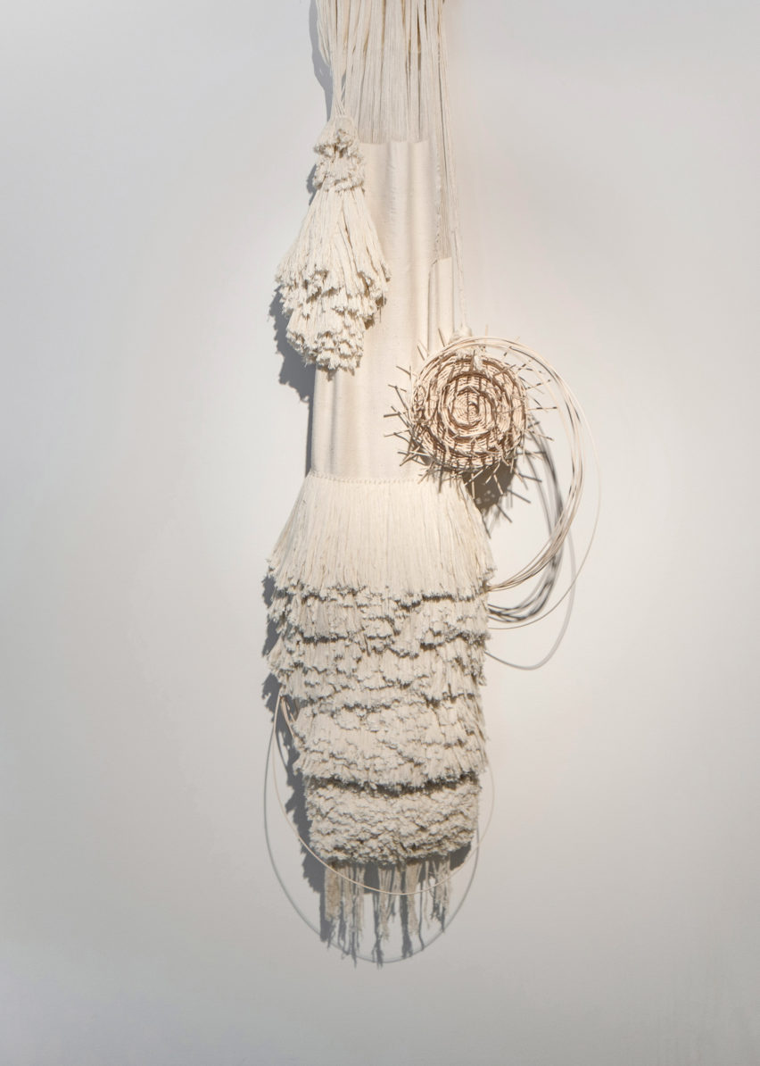 Erez Nevi Pana's Unravelled peace silk wall tapestries are made without harming silk worms