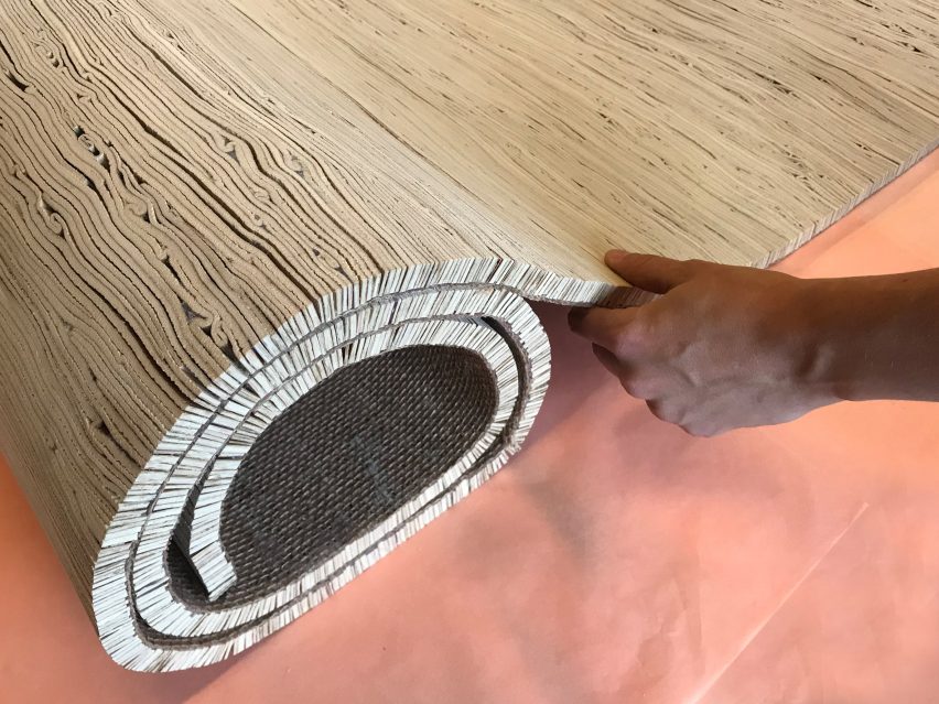 Palm leather rugs by Tjeerd Veenhoven offer a vegan alternative to cow hide