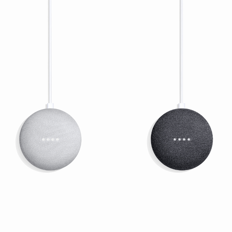 Fabric-covered gadgets: Google Home Mini smart speakers
