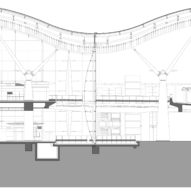 Detail section of The Passenger Clearance Building by Rogers Stirk Harbour + Partners and Aedas in Hong Kong
