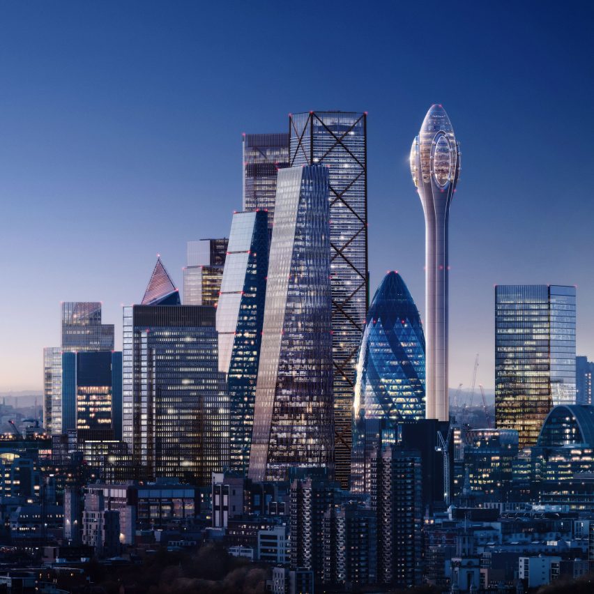 A render of the Tulip in the City of London 