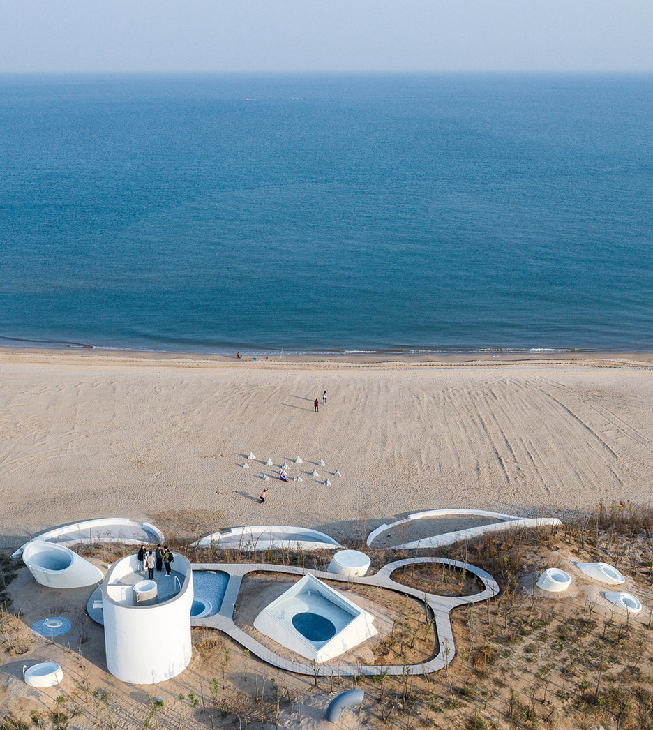 Aerial view of UCCA Dune Art Museum by OPEN Architecture