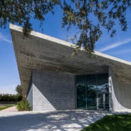 Warped concrete roof tops Miami architecture school by Arquitectonica