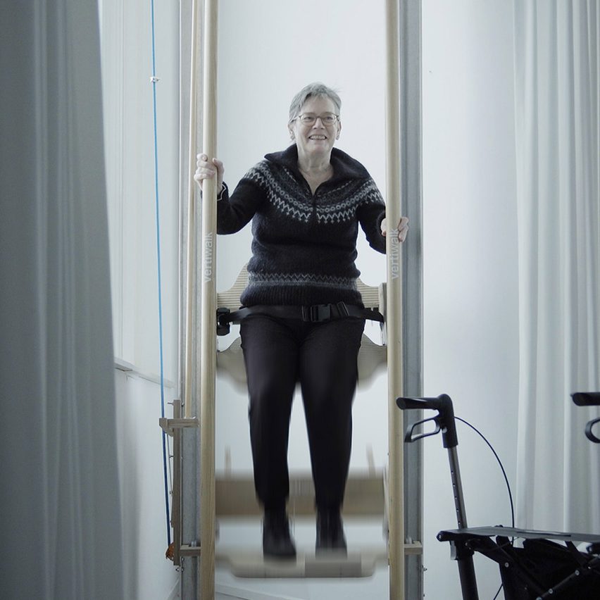 VertiWalk is a manually operated lift that allows people with physical disabilities to move between floors