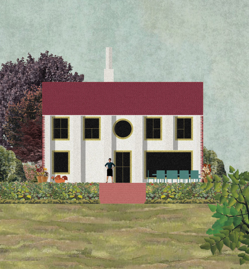 Visual of the front elevation of Charles Holland Architects' country house in Kent