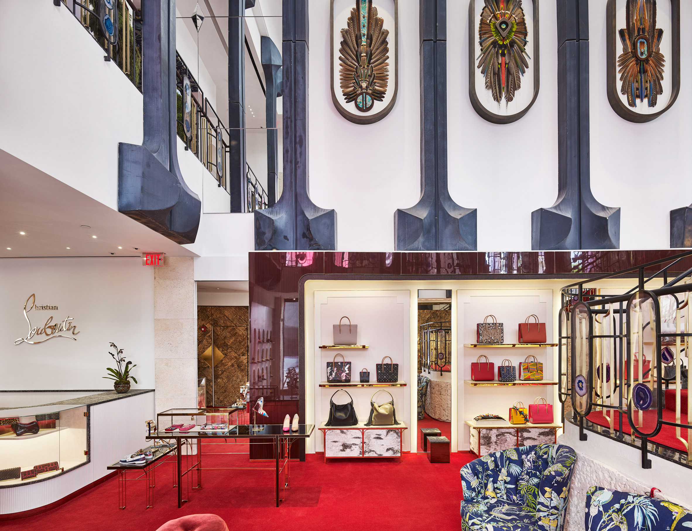 Tree bark covers Christian Louboutin boutique in Miami Design District